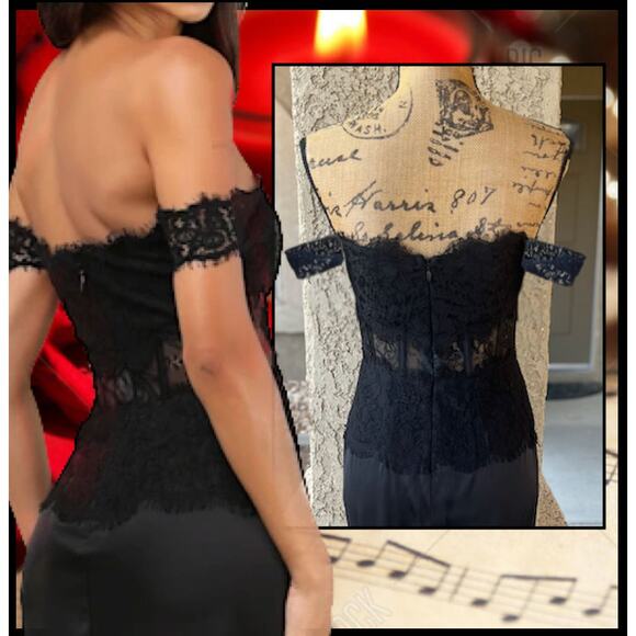 Lulus Exceptionally Exquisite Black Lace Off-the-Shoulder Maxi Dress Size M - Picture 5 of 9